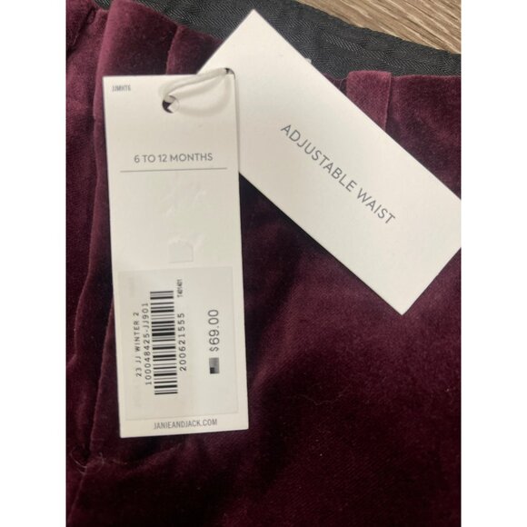 Janie and Jack Adjustable Waist Velvet Pants Sz 6 to 12 months NWT - Picture 3 of 4